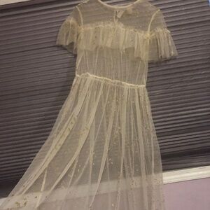 Dreamy White ethereal Sparkle Dress | Chiffon Ruffle